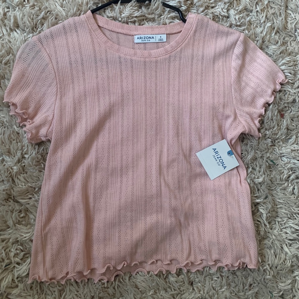 Light Pink Crop Top with ruffled edges